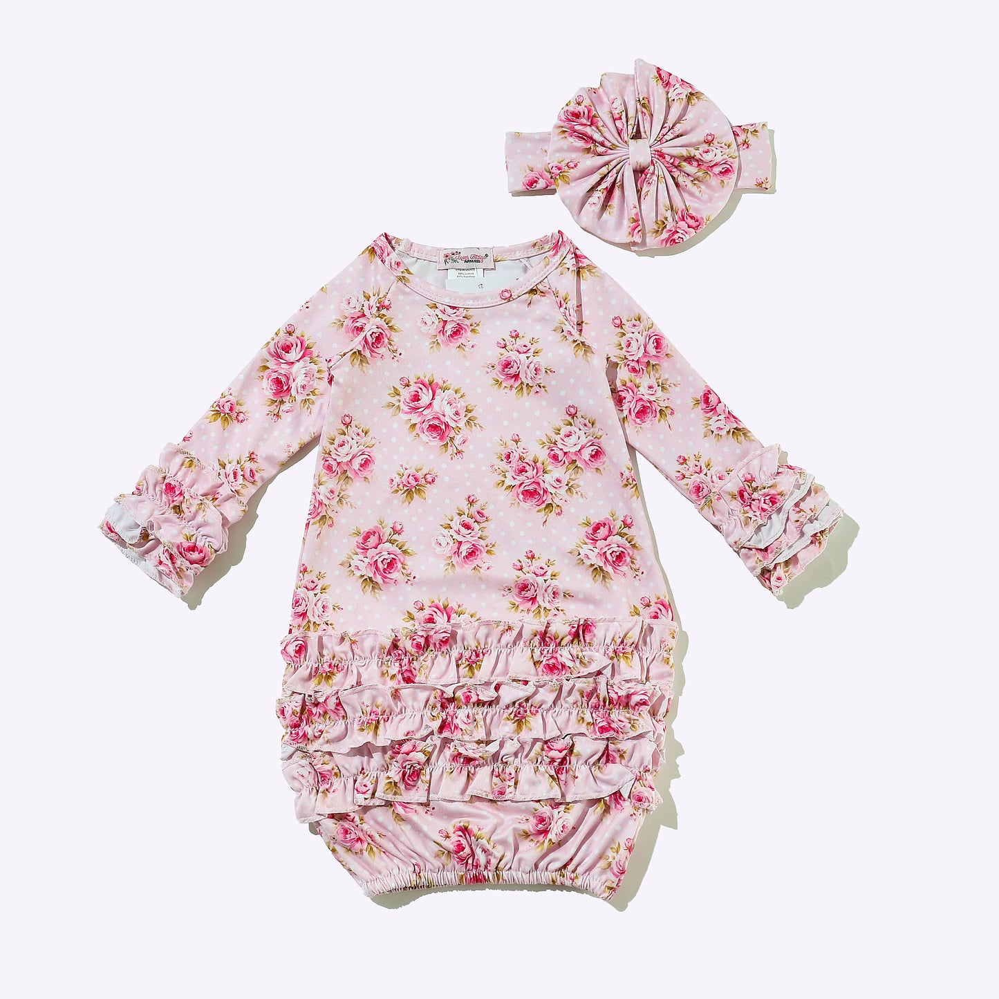 Baby Girls Clover Cottage Polka Dot Rose Gown