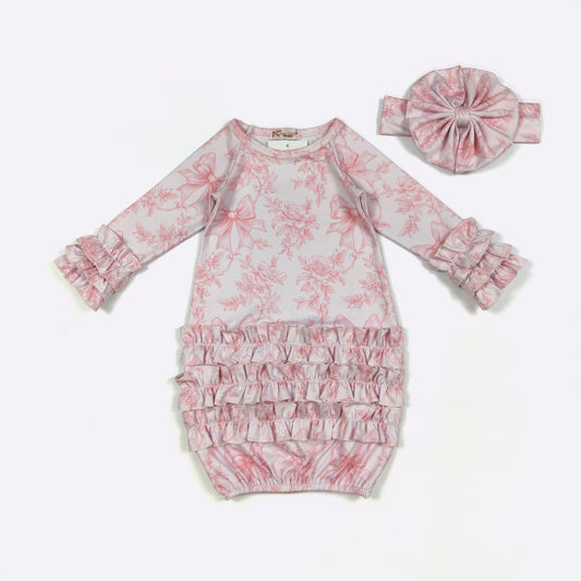 Baby Girls Clover Cottage Rouge Waverly Baby Gown
