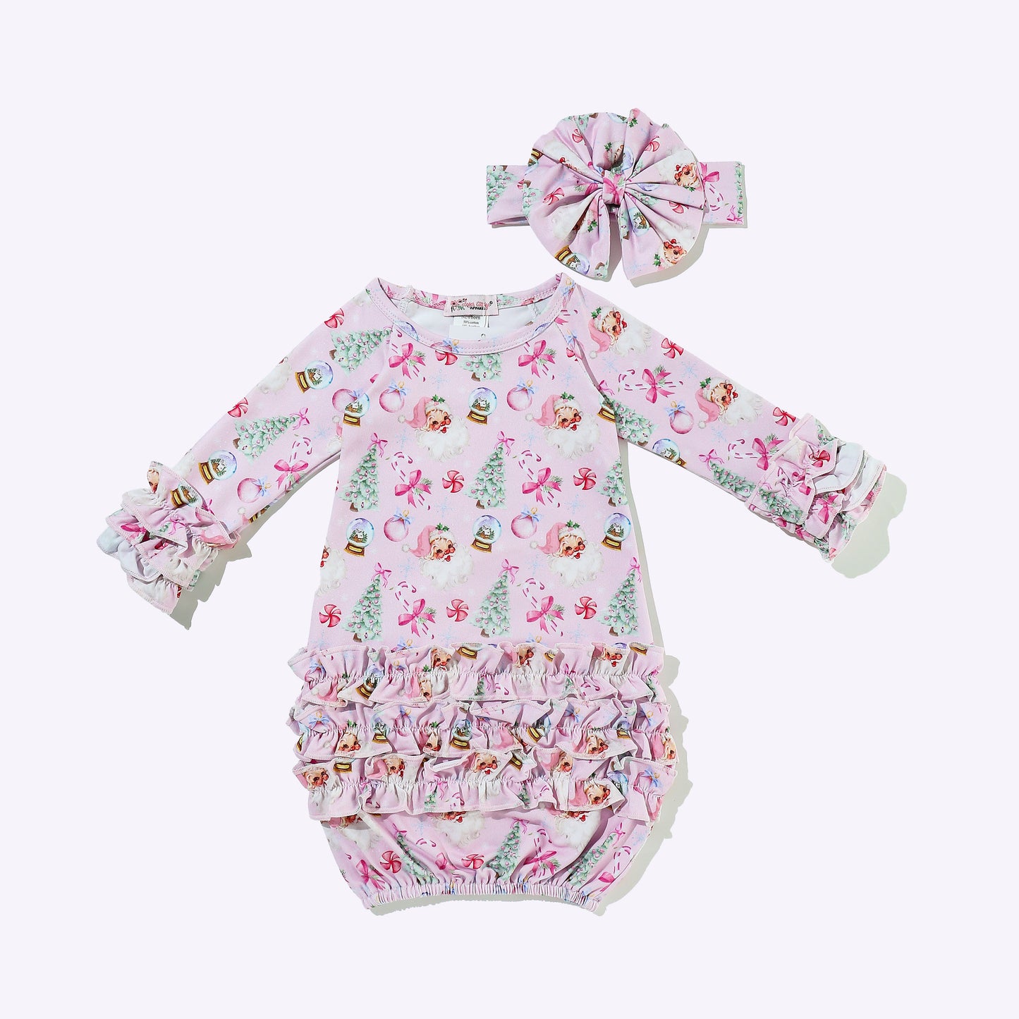 Baby Girls Clover Cottage Snow Globe Pink Gown