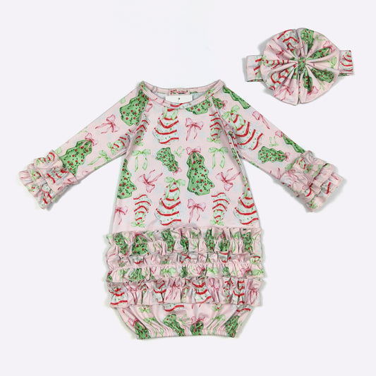 Baby Girls Clover Cottage Pink Sweet Treats Baby Gown
