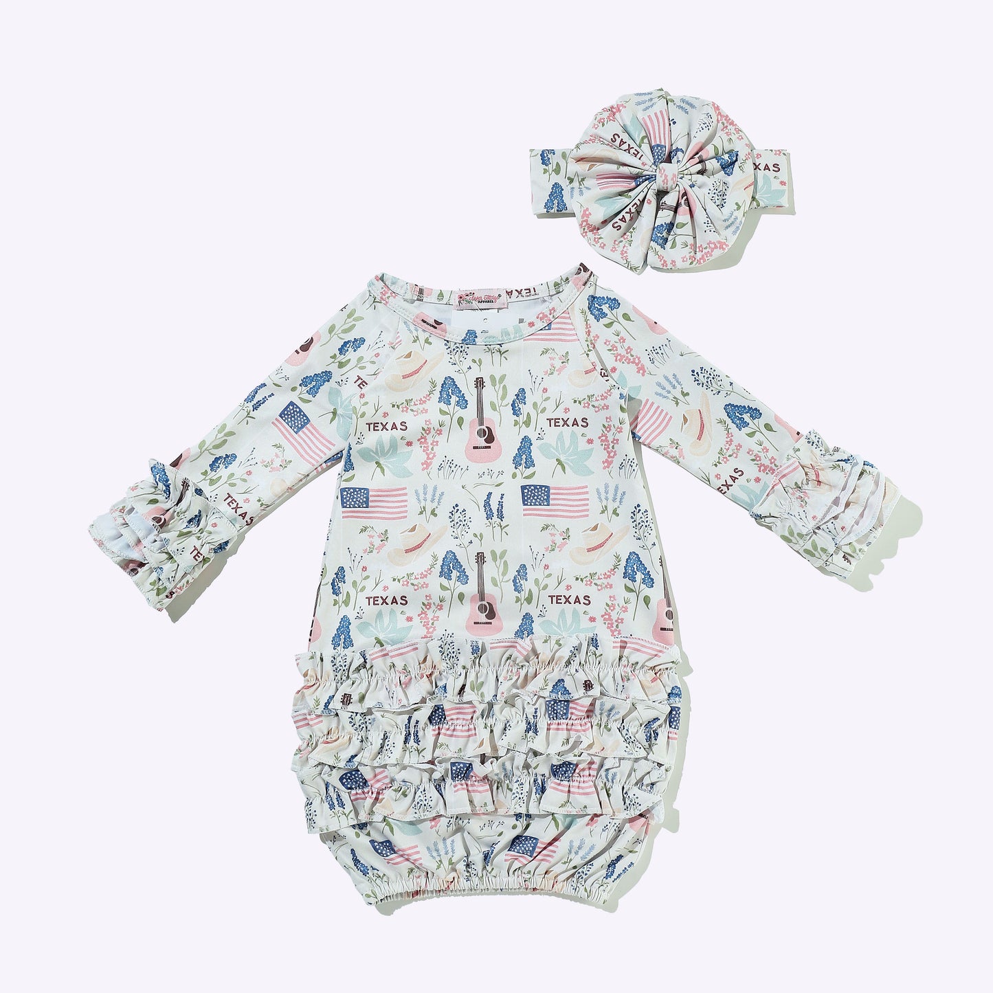 Baby Girls Clover Cottage Texas Bluebell Gown