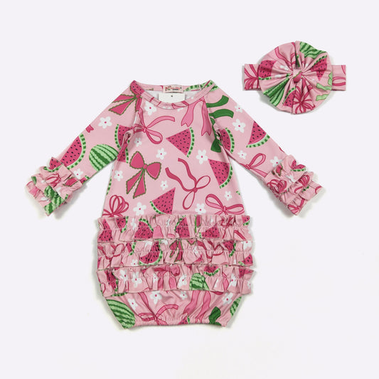 Baby Girls Clover Cottage Watermelon Sugar Gown