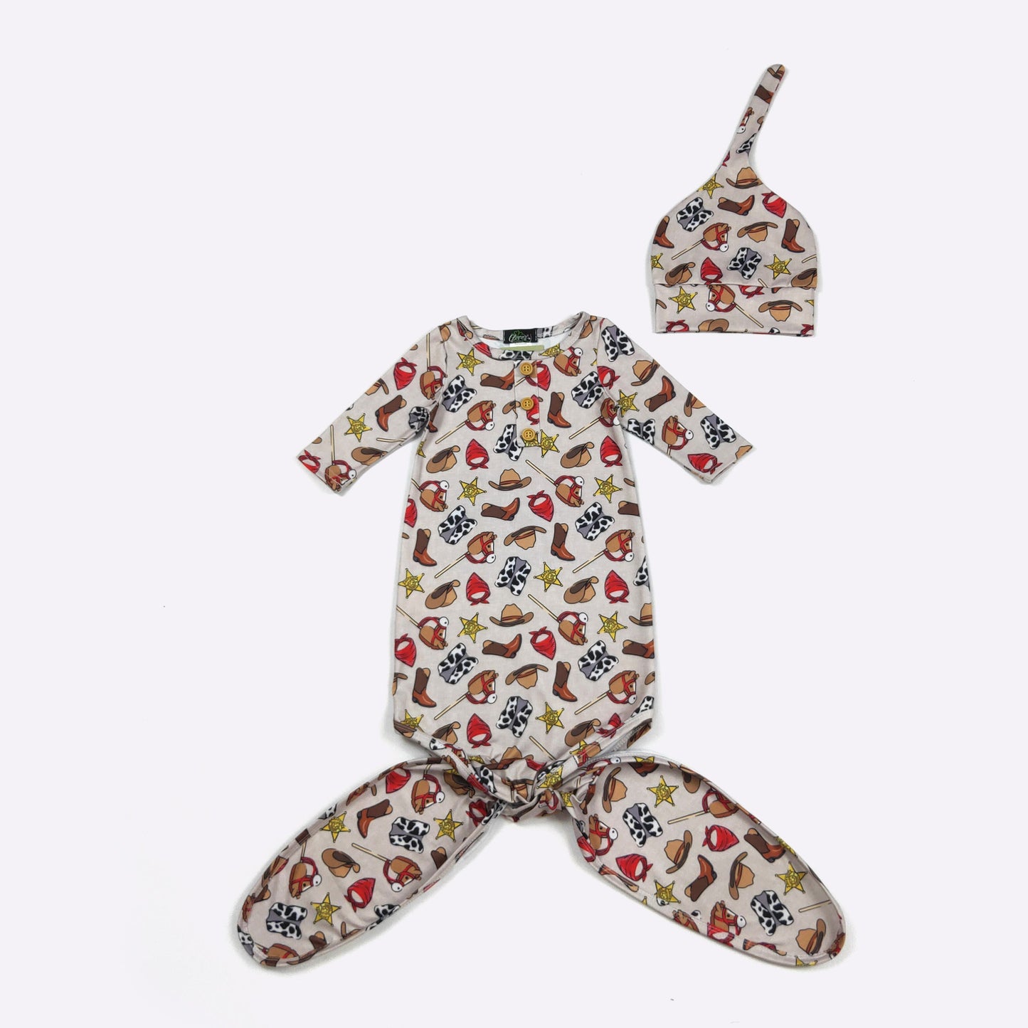 Babies Hobby Horse Knotted Gown by Clover Cottage