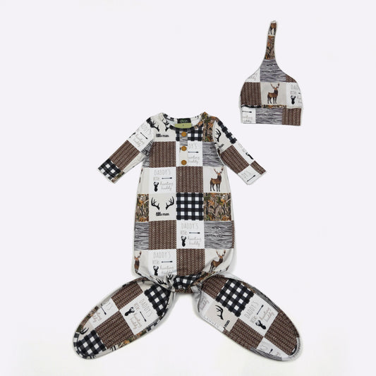 Babies Hunting Buddy Knotted Gown by Clover Cottage