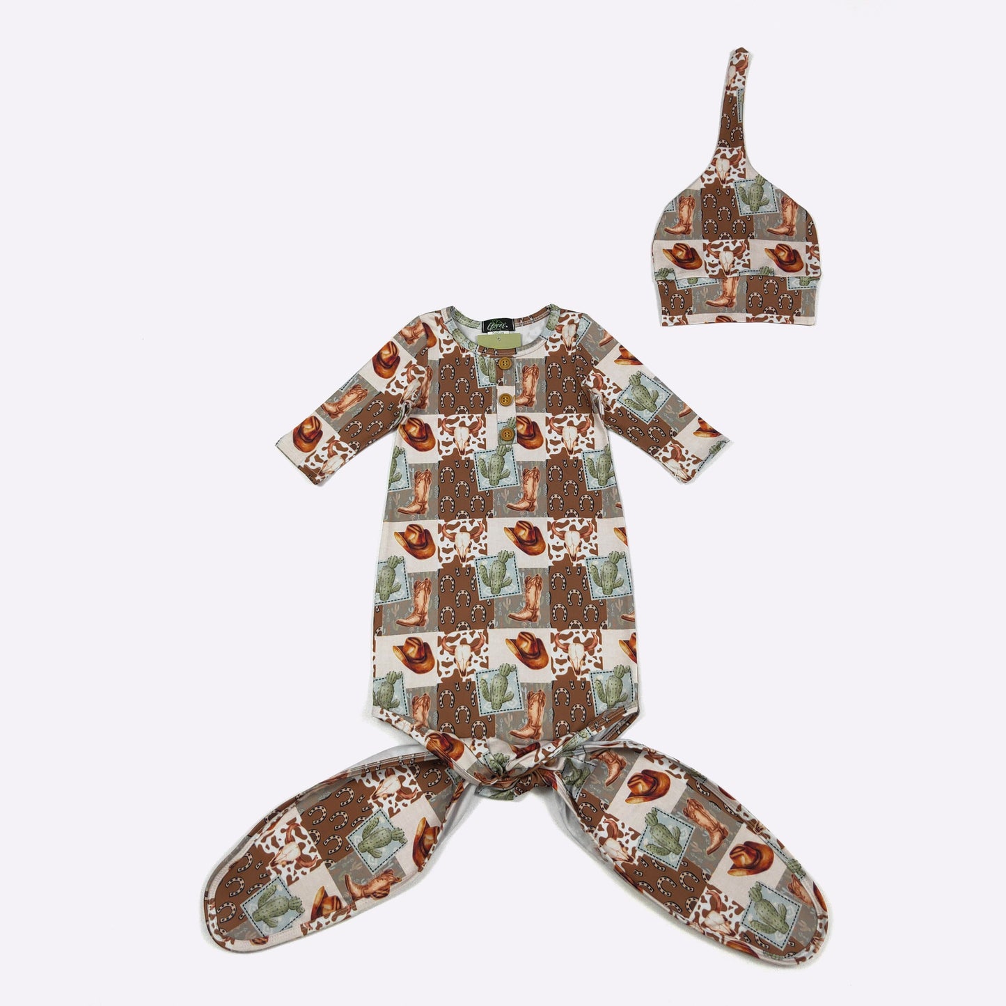 Babies Rootin' Tootin' Baby Gown by Clover Cottage