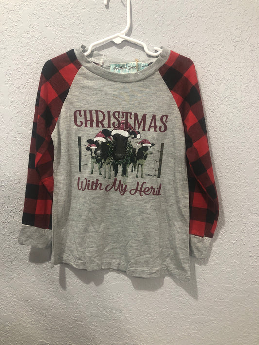 Girls Christmas With My Herd Tee by Grace & Emma