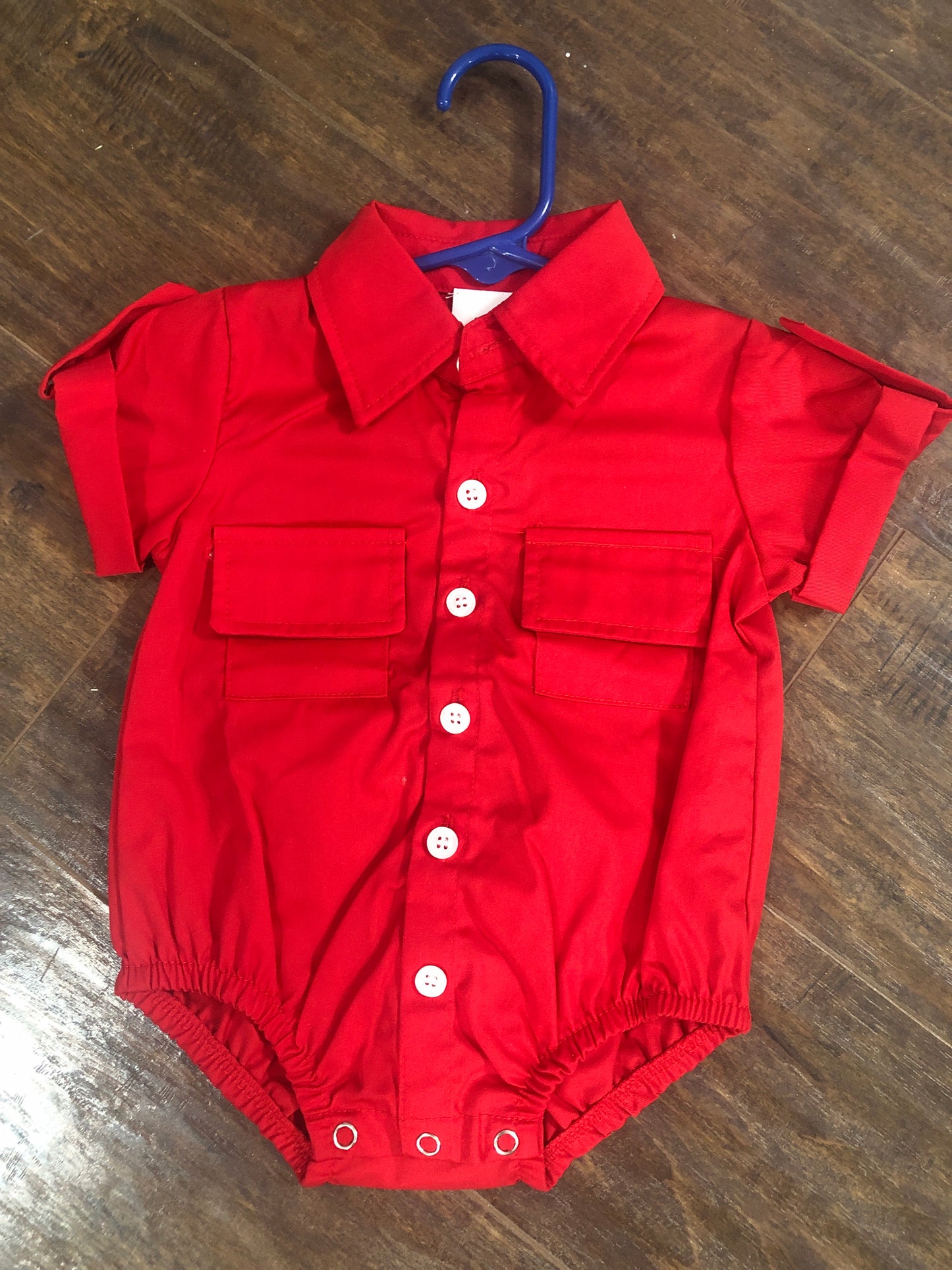 Boys Red Onesie with Pockets