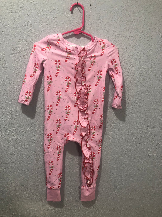 Girls Candy Cane Christmas L/S Romper by Swoon Baby