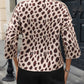Ladies Loose Leopard Semi-High-Neck Knitted Sweater-Apricot