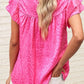 Ladies Leopard Print Lotus Sleeves Top With Wavy Collar - Pink