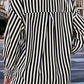 Ladies Fitted Cuff Button Up Stripe Shirt-Black