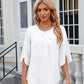Ladies Round Neck Short Sleeved Top-White