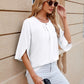 Ladies Round Neck Short Sleeved Top-White