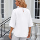 Ladies Round Neck Short Sleeved Top-White