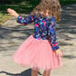 Girls Tie Dye Deer Printed on Navy with Tulle Flare Dress