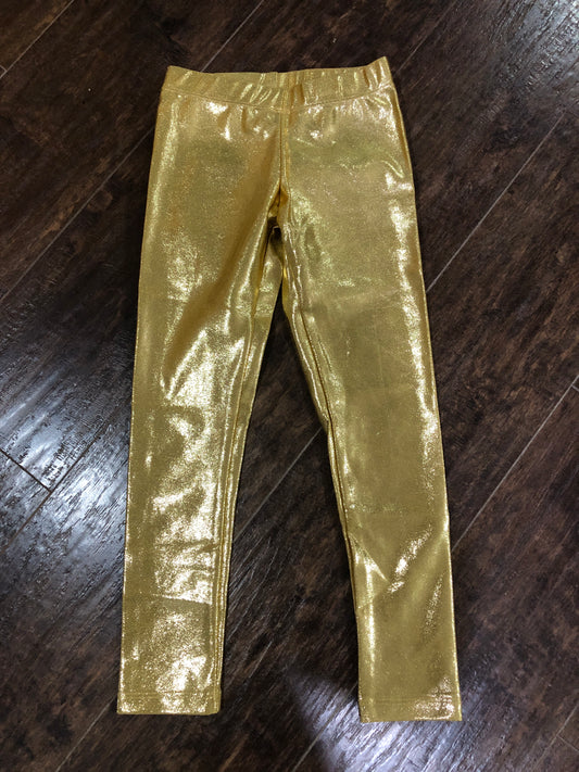 Girls Gold Metallic Leggings by Azarhia