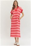 Ladies Pink and Red Striped Dress by Entro