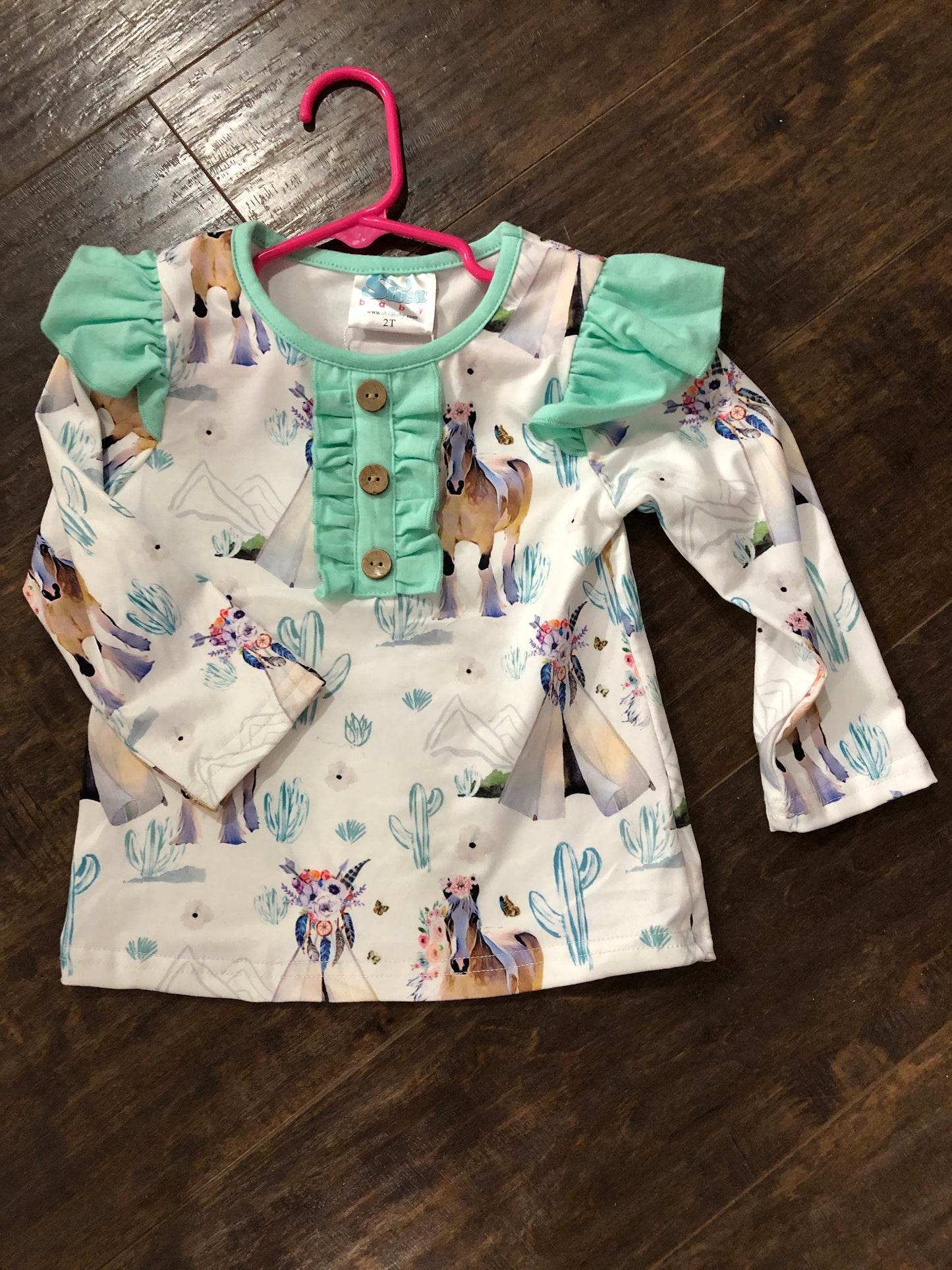 Girls Teepee Ruffle Long Sleeve Shirt by Shea Baby