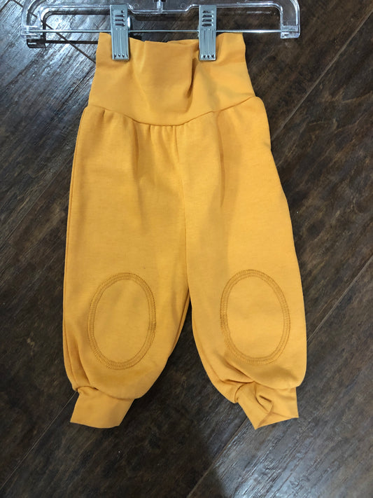 Boys High Waist Gold Pants with Patch Knees