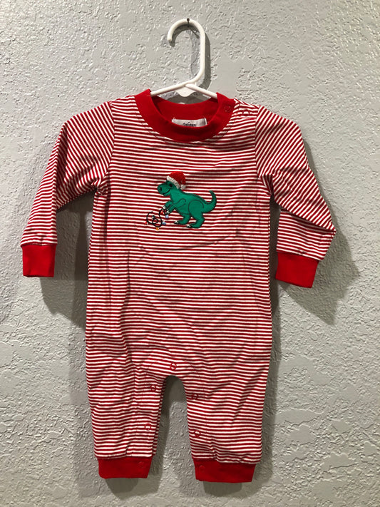 Boys Dino Santa Christmas L/S Romper or Shirt by Ishtex