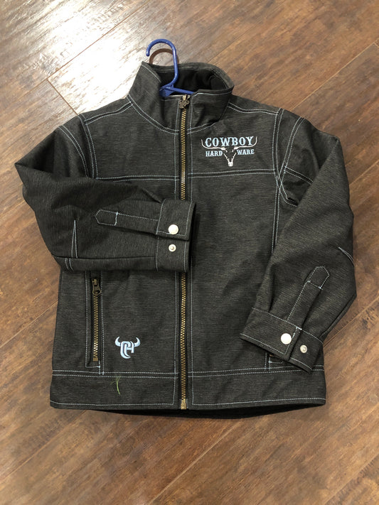 Boys Heather Black Ghost Skull Tech Jacket by Cowboy Hardware