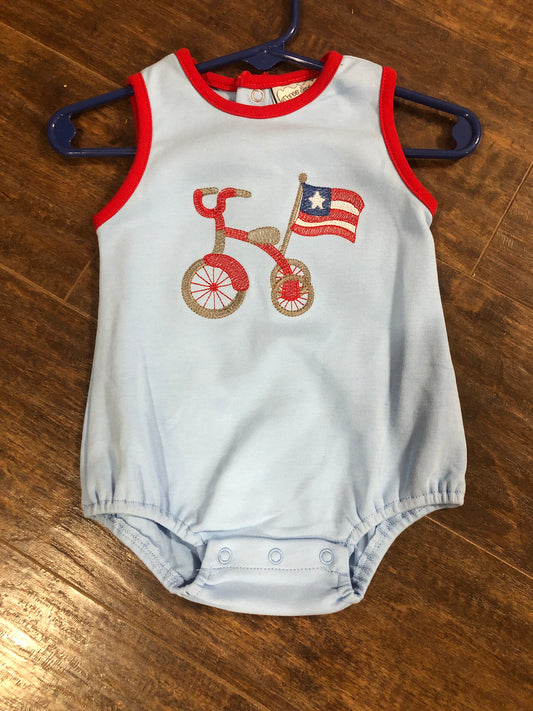 Boys Patriotic Bicycle Onesie by Three Sisters