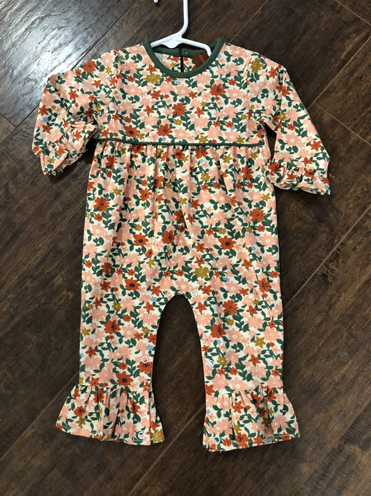 Girls Fall Floral Cream L/S Romper by Millie Jay