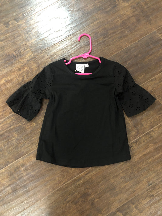 Girls Black Top with Eyelet Bell Sleeves by Grace & Emma