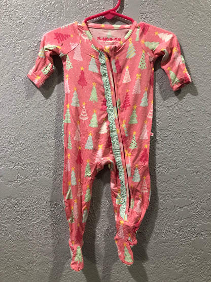 Girls Merry Pink Pines 1 or 2 Piece Pajama by RuffleButts