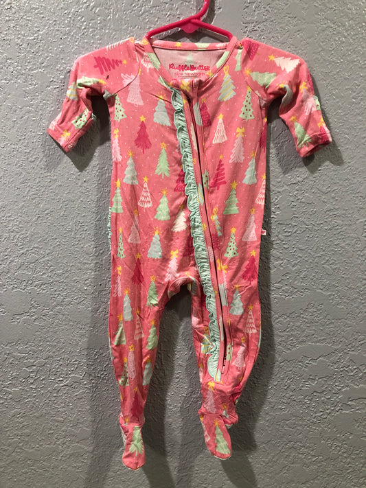 Girls Merry Pink Pines 1 or 2 Piece Pajama by RuffleButts