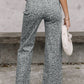 Ladies 66 Leopard Wide Leg High Waist Jeans-Grey