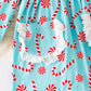 Baby Girls Candy Cane Aqua Dress With Embroidered Pockets
