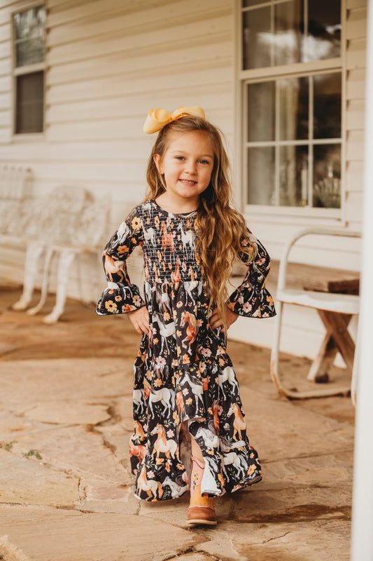 Girls Horsing Around High Low Dress by Shea Baby
