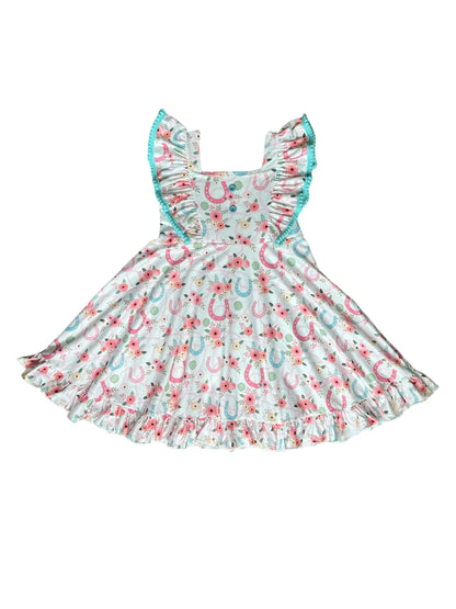 Girls Floral Horseshoe Dress by Shea Baby