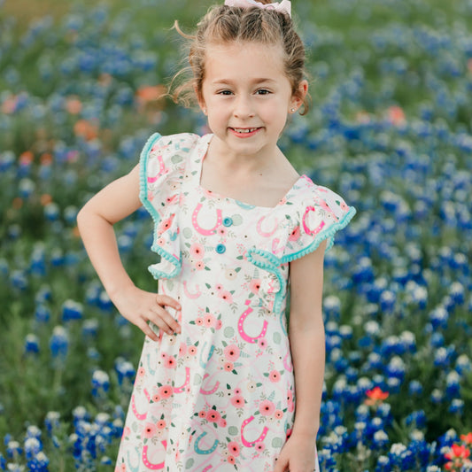 Girls Floral Horseshoe Dress by Shea Baby