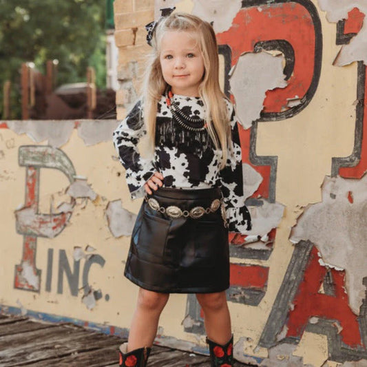 Girls Black Leather Skirt by Shea Baby