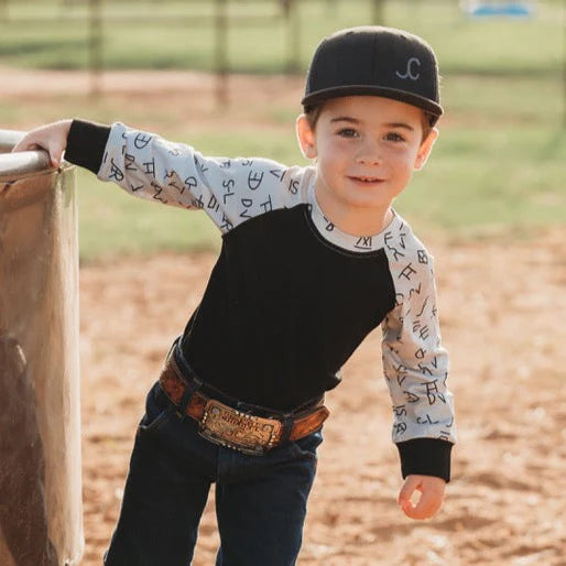 Boys Brand Print Long Sleeve Romper or Shirt by Shea Baby