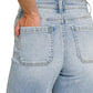 Ladies High Rise Wide Leg Pintuck Denim Pants