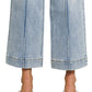 Ladies High Rise Wide Leg Pintuck Denim Pants