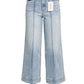 Ladies High Rise Wide Leg Pintuck Denim Pants