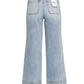 Ladies High Rise Wide Leg Pintuck Denim Pants