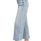 Ladies High Rise Wide Leg Pintuck Denim Pants