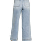 Ladies High Rise Wide Leg Pintuck Denim Pants