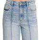 Ladies High Rise Wide Leg Pintuck Denim Pants
