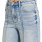 Ladies High Rise Wide Leg Pintuck Denim Pants