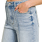 Ladies High Rise Wide Leg Pintuck Denim Pants