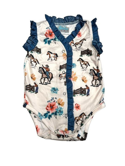 Girls Ranch Hand Denim Onesie or Shirt by Shea Baby