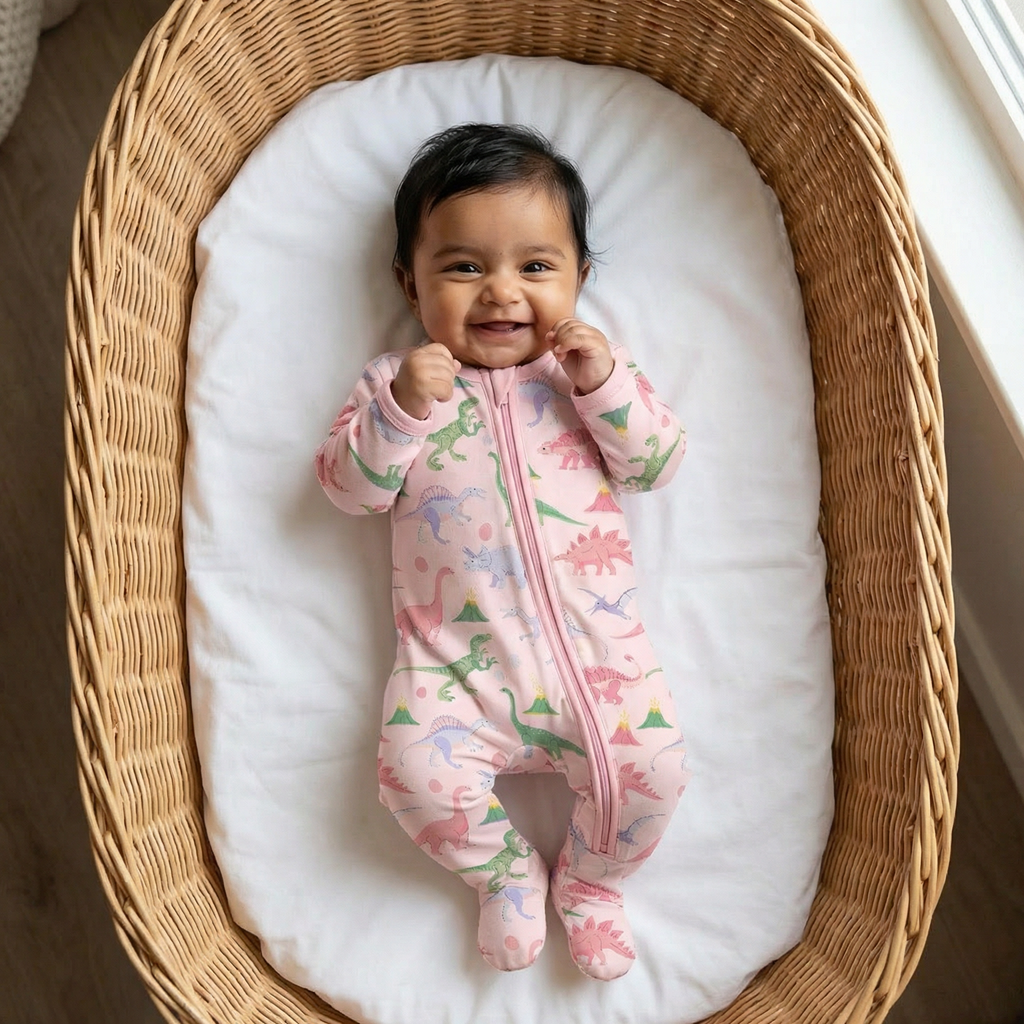 Girls Dinos Pink Footie by Bestaroo