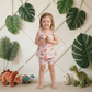 Girls Dinos Pink Flutter Sleeve Shorts Set by Bestaroo
