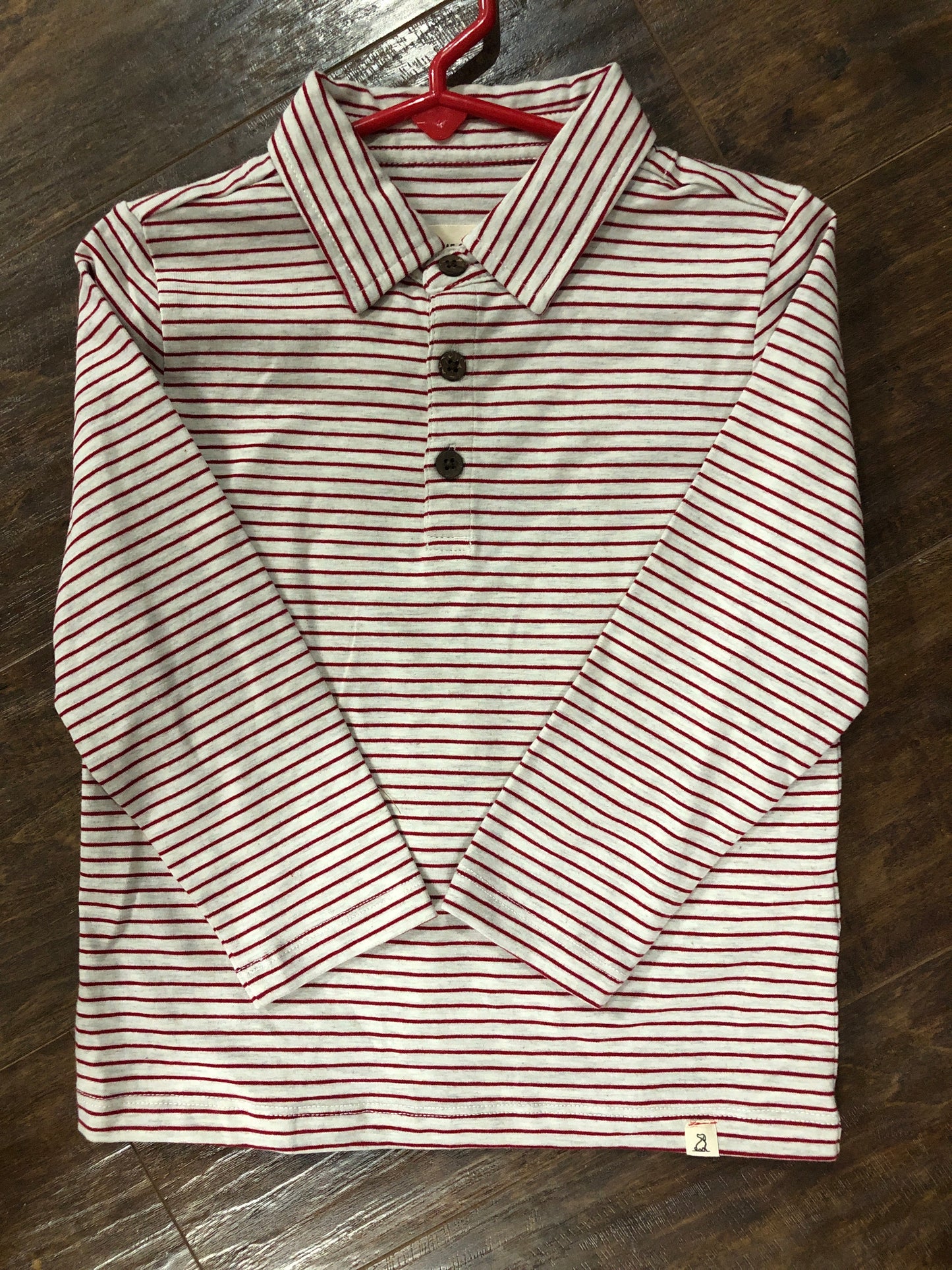 Boys Red/Natural Small Stripe Polo Onesie or Top by Me & Henry
